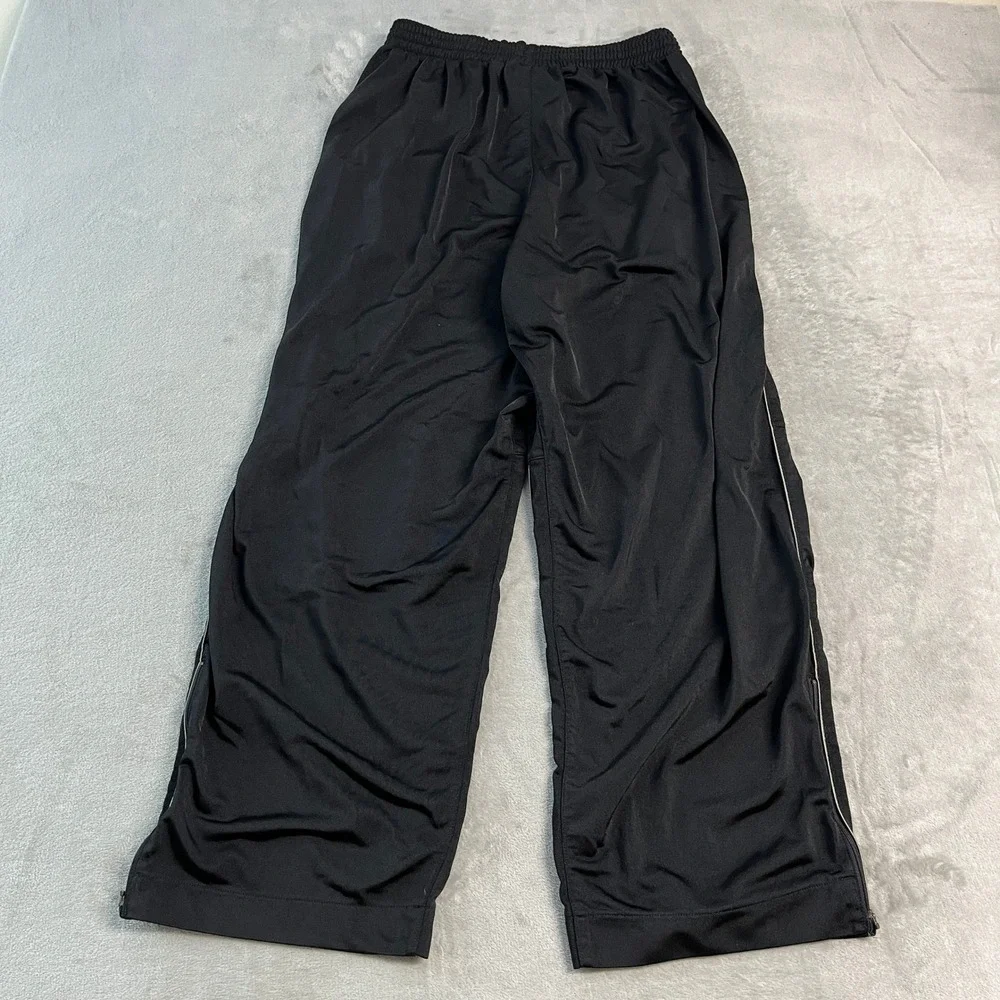 Vintage Nike Basketball Baggy Track Pants Black White Ankle Zip Womens Large EUC